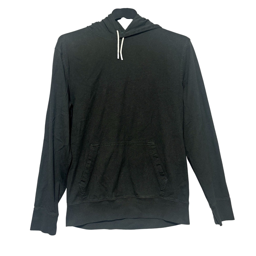 J.Crew Oarsman Hoodie Mens Large Black Regular Fit Re-Imagined Cotton Pullover